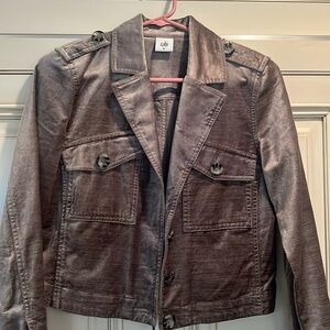 CABI WOMENS TOPPER/JACKET VELVET VELOUR ~ SIZE XS~ IRON GREEN~ LOVELY